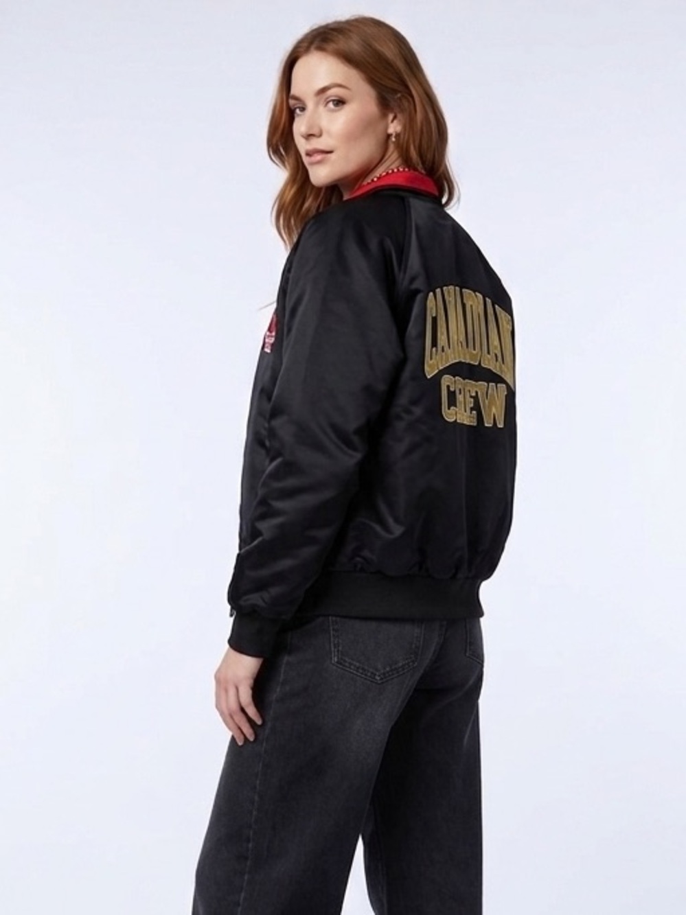 Cheer Canada Black Overside Bomber Jacket Size Small